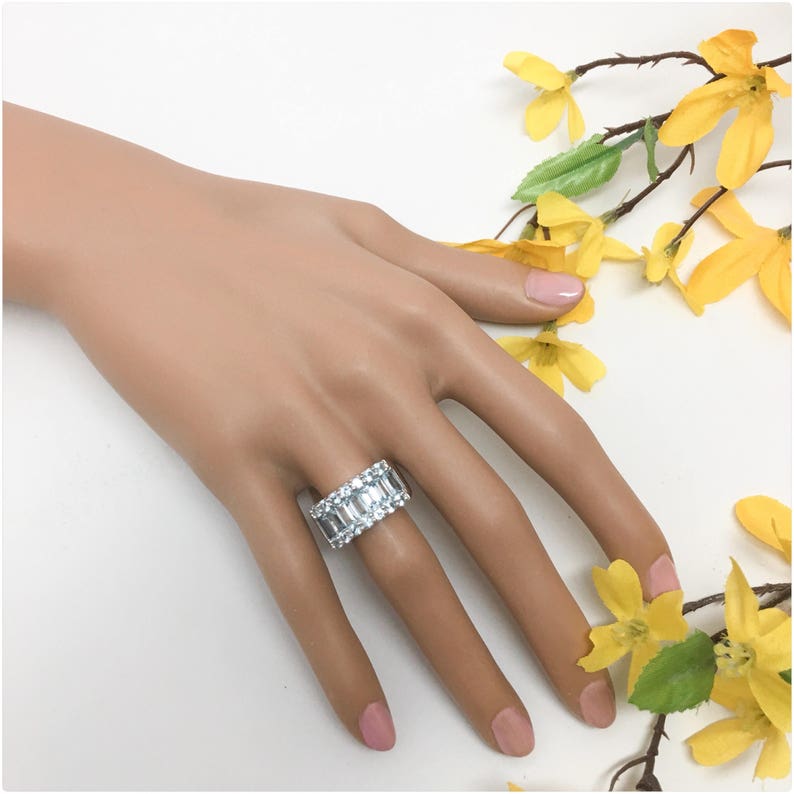 Details about / Natural Blue Topaz Handmade Sterling Silver Statement Cocktail Ring for Women