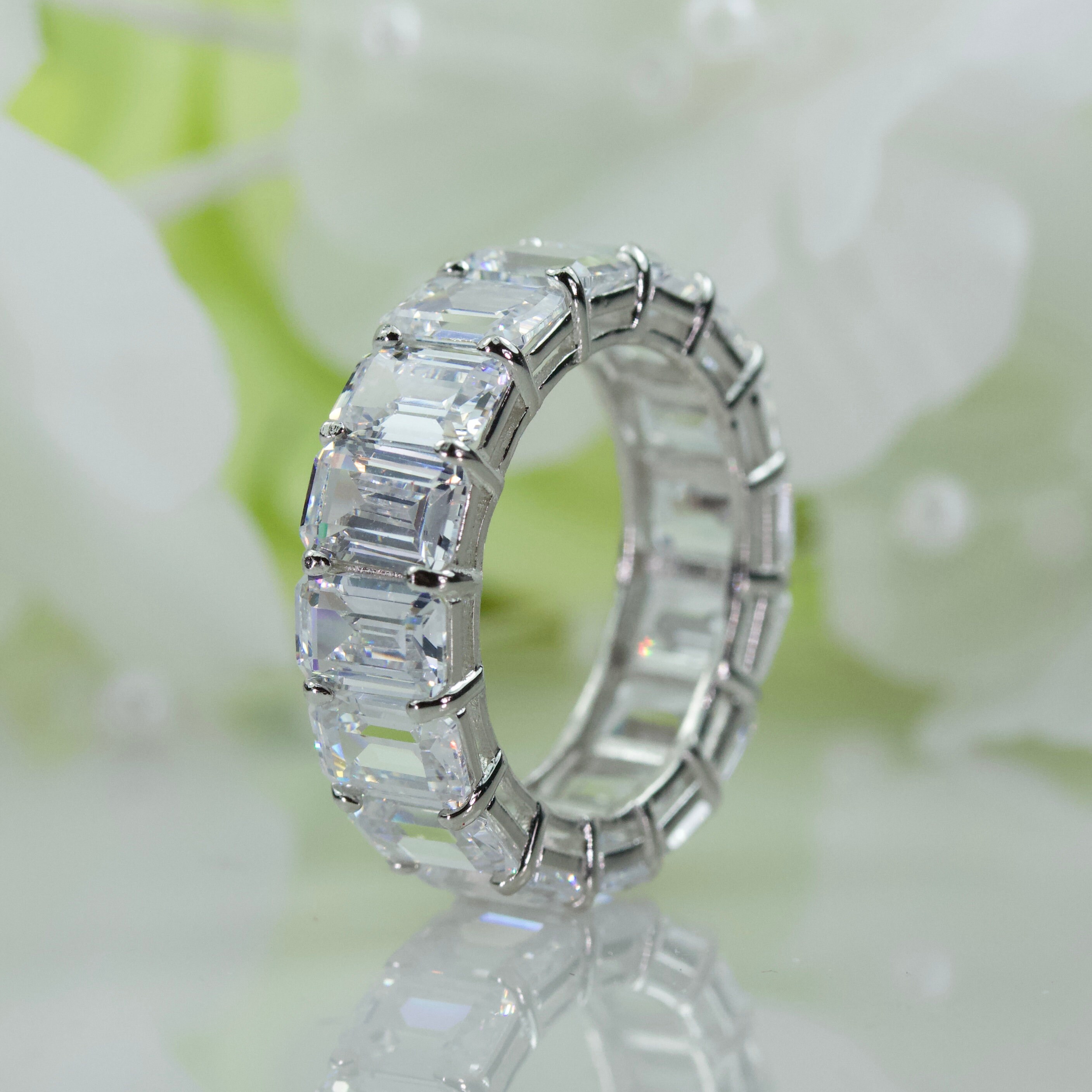 Absolutely Stunning 6.00 Ct Emerald Cut Cubic Zirconia Eternity Band In