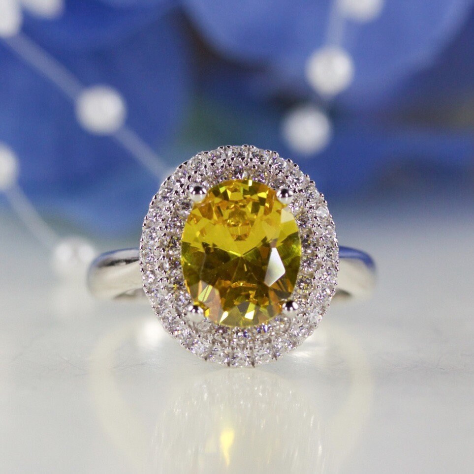 Yellow cubic shop zirconia ring
