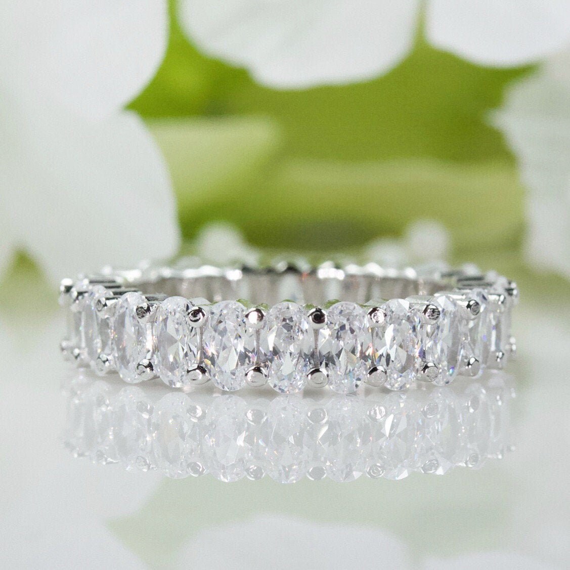 4.00 Ct Oval Full Eternity Wedding Band Fine Quality Cubic