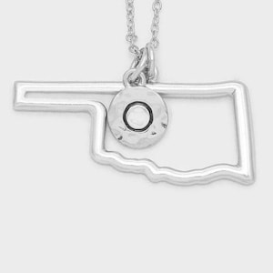 Oklahoma State Pendant Necklace, Silver-Plated, Gold-Plated, Thank You Gift, Birthday Gift, Graduations Gift, Travel Jewelry