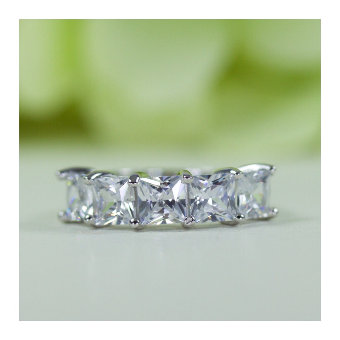 3.75 Ct Princess Cut Quality Cubic Zirconia Ring in Sterling Silver ...