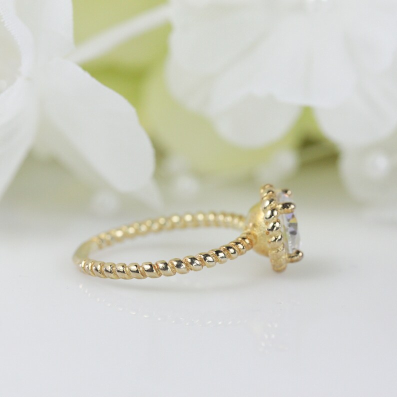 Engagement Ring Round Brilliant Fine Quality CZ Twisted Ring In Gold-Plated Sterling Silver Travel Ring #107 Promise Ring 1.20 Ct
