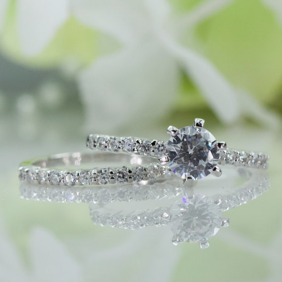 0.75 Ct. Round Brilliant Fine Quality Cubic Zirconia Engagement Ring Set in Sterling Silver Travel Ring Promise Ring Proposal Ring 079 Etsy
