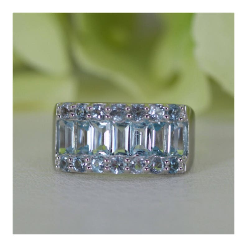 Details about / Natural Blue Topaz Handmade Sterling Silver Statement Cocktail Ring for Women