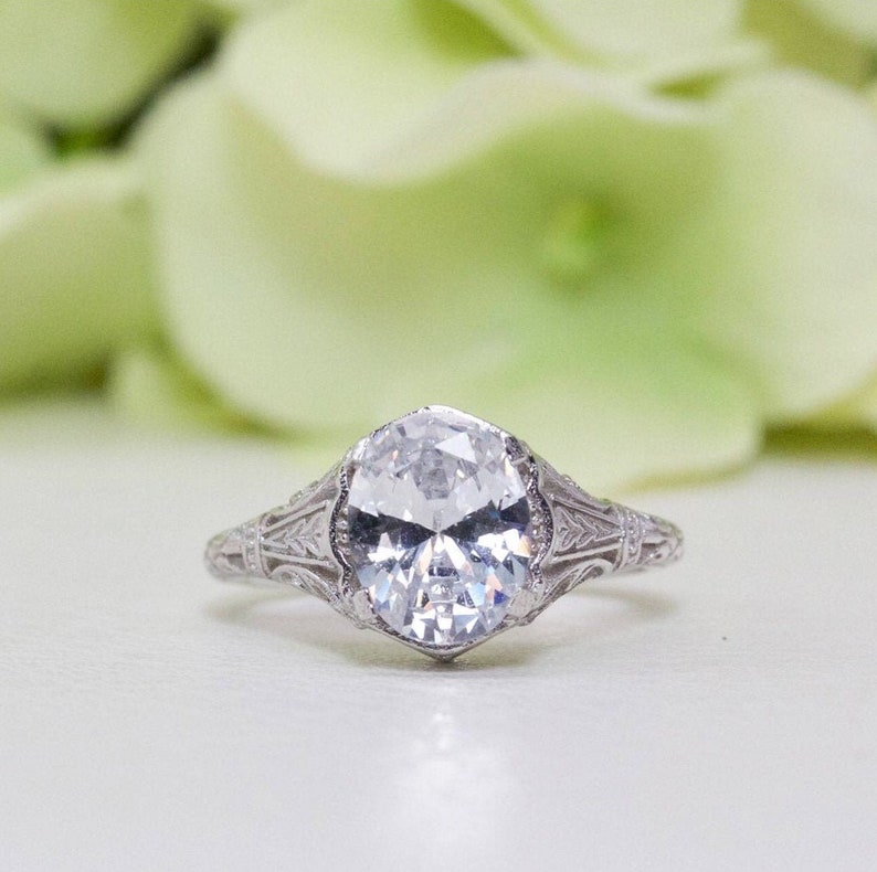 Clearance – Art Deco Style Oval 2.00 Ct. Cubic Zirconia Ring in Clearance – Art Deco Style Oval 2.00 Ct. Cubic Zirconia Ring in