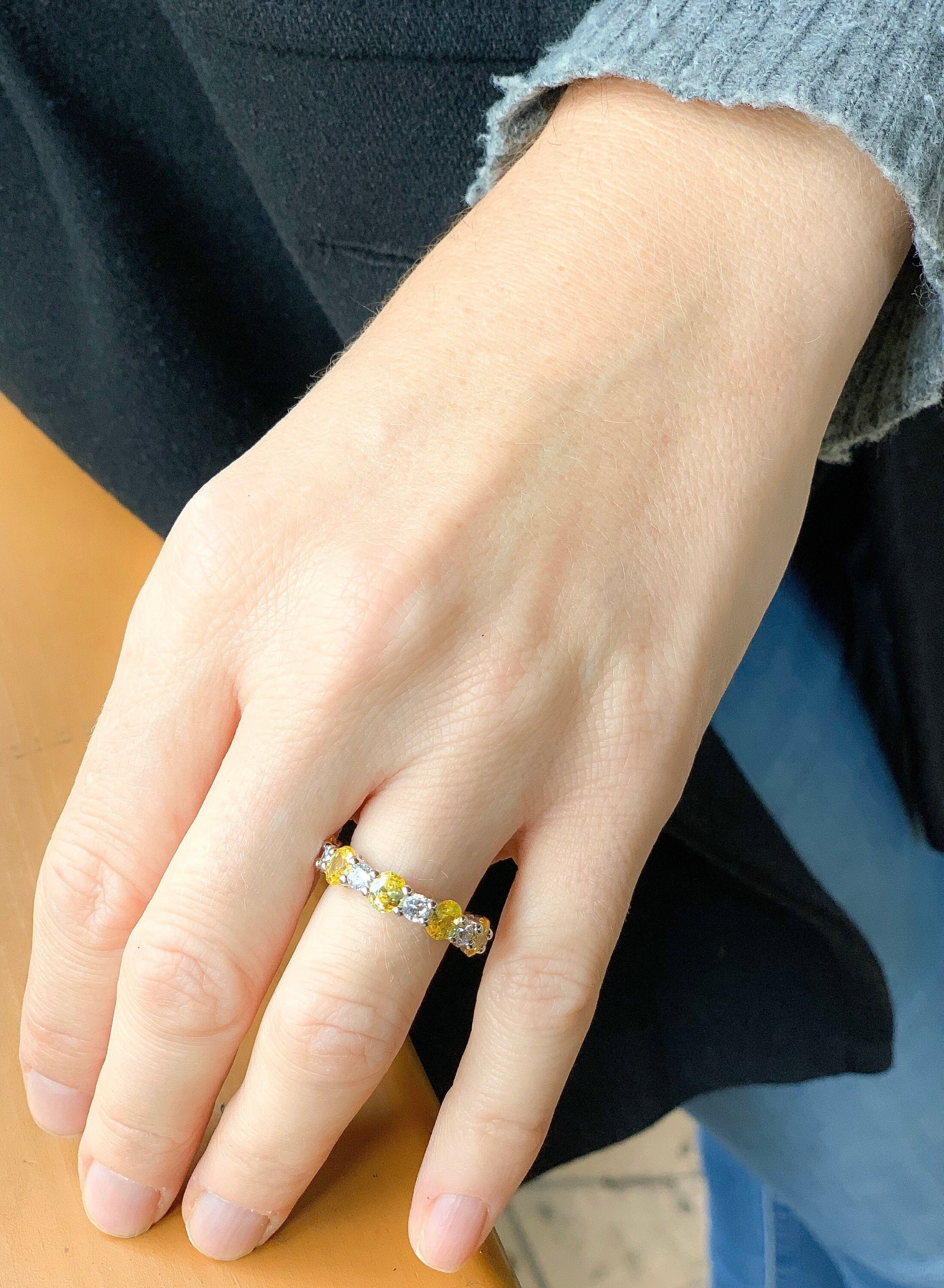 2.00 Carat Vivid Yellow Cubic Zirconia Oval & Round Eternity 2.00 Carat Vivid Yellow Cubic Zirconia Oval & Round Eternity