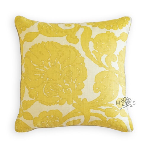 Marigold Floral Printed Linen Pillow Cover Etsy