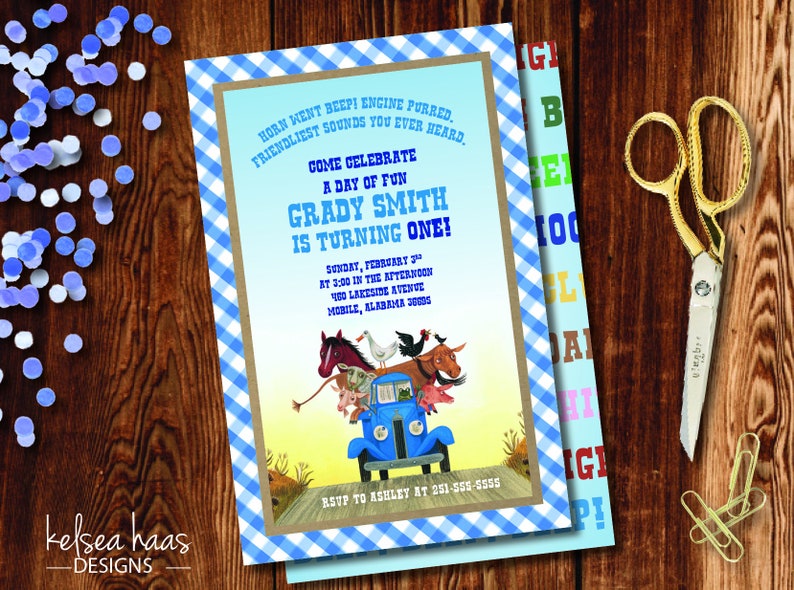 Little Blue Truck Birthday Invitation 1st Birthday 5x7 DIY | Etsy