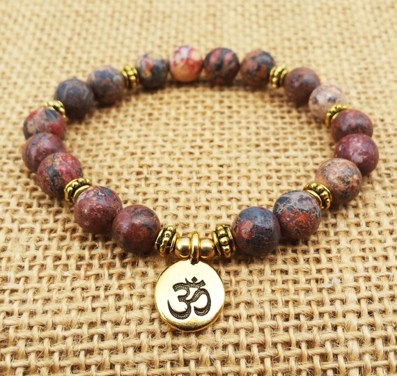 Items similar to Om Zen Bracelet Gemstones Bracelet Yoga Jewelry