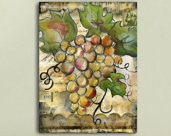 Kitchen Wall Plaque Decor Pediment Wine Cellar Tuscan Grapevine Grapes Topper 