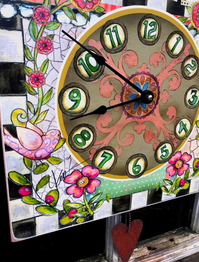 Be Grateful Wall Clock. Whimsical Style Wall Clock. Floral and | Etsy