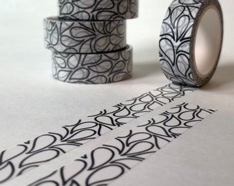 WASHI TAPE |  drops washi tape, washi tape for planners, 15mm wide, 10 meters long, Journal Washi Tape, Scrapbook Tape, black and white tape