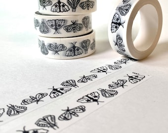 WASHI TAPE |  moth washi tape, washi tape for planners, 10 meters long, Journal Washi Tape, Scrapbook Tape, butterfly Planner tape