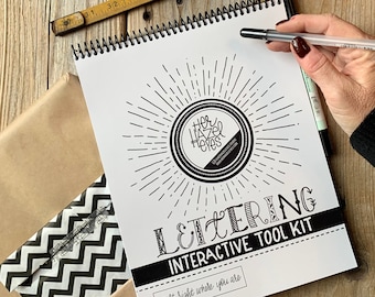 Lettering Guide, lettering practice sheets, Lettering workbook, Modern Calligraphy, Brush Lettering, learn hand lettering