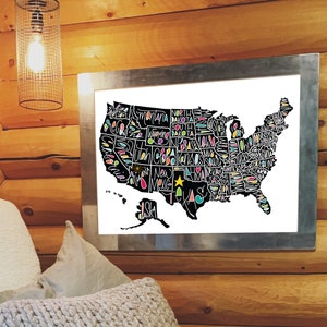 PRINTABLE United States Map, DIGITAL Art, Folk Art, Hand Lettered, Poster, Wall Art, Illustration, US Map, States, Print, United States image 2