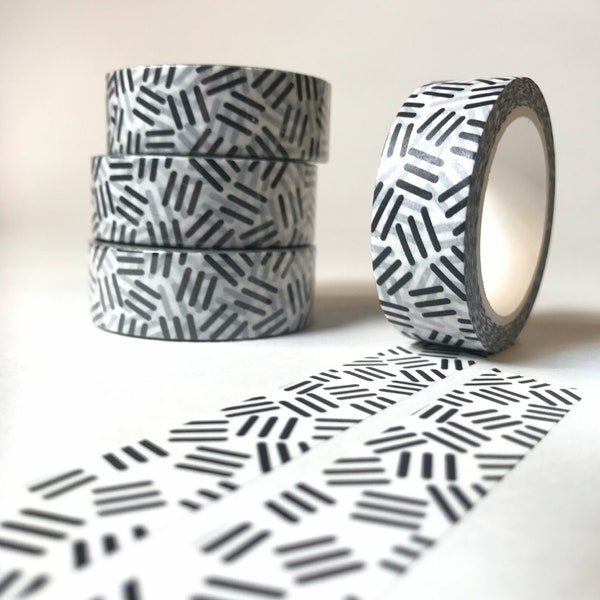 WASHI TAPE |  lined black and white washi tape, journal tape, planner washi tape, 15mm wide, 10 meters long, Crafting Tape, Scrapbook Washi