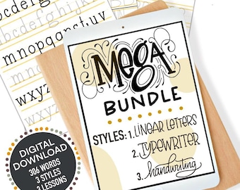 Procreate Lettering Guide: Mega Bundle with Handwriting Practice (Digital Download)