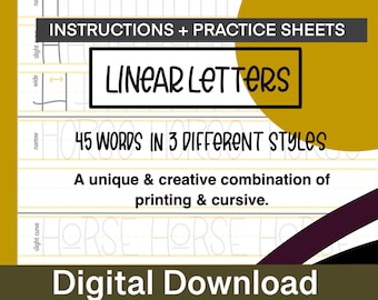 DIGITAL: Printing practice sheets, Lettering Guide, Procreate lettering, handwriting practice, ipad lettering tutorial, Lettering Practice