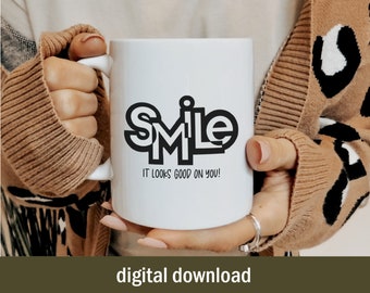 SVG // hand drawn smile digital download | smile sublimation design | SVG cut designs | Screen Printing Template | Laser Cut Files