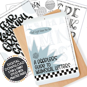 The Doodler’s Guide to Whimsical Letters Digital Download | Handlettering Arbeitsbuch für Anfänger & Doodler | 5 verspielte Lettering Styles