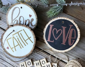 PERSONALIZED WOOD ORNAMENT, Embossed Custom Ornament, Hand Lettering, Wood, Custom, Name, Birch, Pine, Name Plate, Table Setting