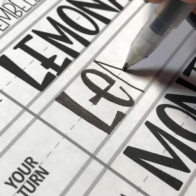 Wonky Letters hand lettering guide, Learn this wonky block lettering style. These lettering worksheets are printable as well as ideal for use on the iPad & Procreate lettering.