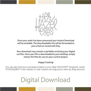 May include: A digital download graphic with the text "Her Hazel Eyes" in a stylized font. The image includes instructions for downloading and using the digital files, with the words "Digital Download" at the bottom.