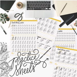 Creative care package idea featuring lettering workbook for recovery. Etsy bestseller hand lettering workbook. Perfect for beginners or intermediate calligraphy learners wanting practice pages.