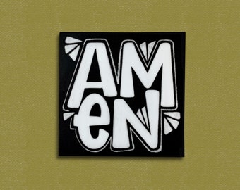 AMEN faith sticker, Waterproof Decal, Water Bottle Sticker, Laptop Decal, Vinyl Sticker, worship water bottle decal, faith laptop sticker