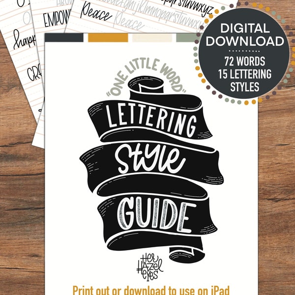 DIGITAL: Hand Lettering Digital Workbook for Creative Women Learn to Letter One Little Word Practice Pages Learn Pretty Writing Guide