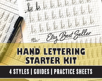 Hand Lettering Starter Kit Practice Worksheets hand lettering workbook learn brush lettering Practice handwriting Calligraphy Pages Guide