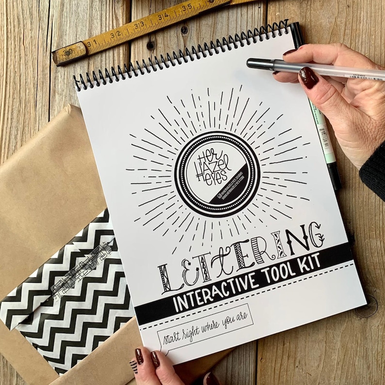 Hand Lettering Starter Kit Practice Worksheets hand lettering workbook learn brush lettering Practice handwriting Calligraphy Pages Guide