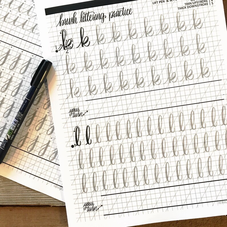 This hand lettering guide breaks down 4 lettering styles (brush lettering, linear letters, block letter, and faux calligraphy). They're the perfect practice sheets to help you learn hand lettering. This ETSY BESTSELLER is the perfect practice lettering guide for beginners to intermediate.