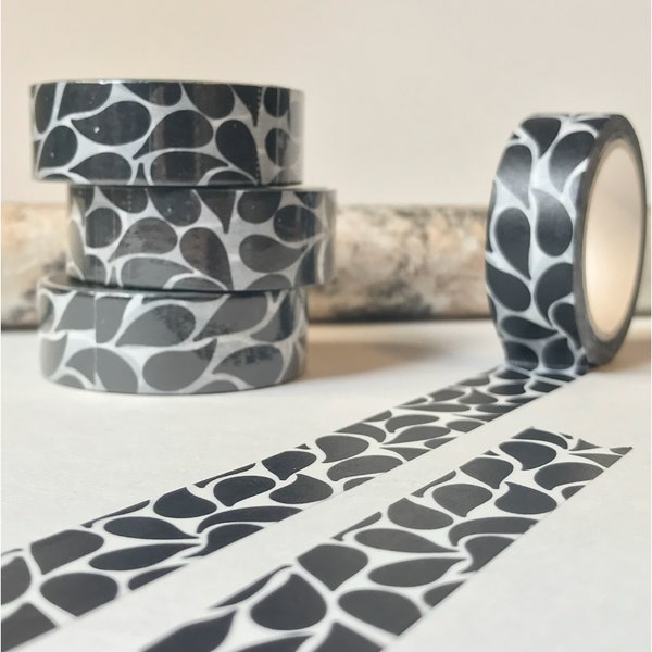 WASHI TAPE |  Bold journaling tape, black & white washi, washi tape for planners, 15mm wide / 10 meters long, Crafting Tape, Scrapbook Washi