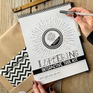 Guida al lettering, schede di pratica per il lettering, quaderno di lavoro per il lettering, calligrafia moderna, lettering a pennello, impara il lettering a mano