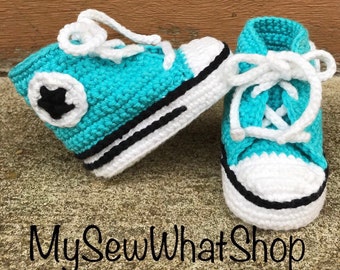 teal baby converse