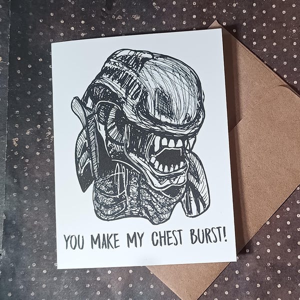 Xenomorph-verjaardagskaart – cadeau voor alien-horrorliefhebbers