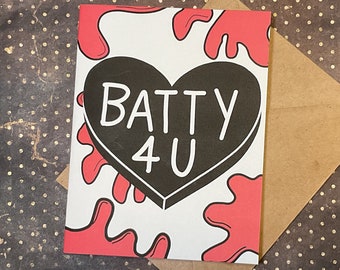 Horror Candy Hearts - Batty 4 U - Horror Hearts - Unique Anniversary Card for All Horror Lovers
