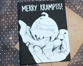 Krampus Christmas card,  Merry Krampus, holiday horror, seasons greetings, horror xmas, legend, devil, demon, blank card w/ envelope