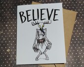 Believe! - Wendigo Xmas Greeting Card - Christmas Horror Card - Funny Creepy Card