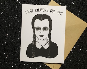 Wednesday Addams Card, Horror Anniversary Card, Goth Love Note