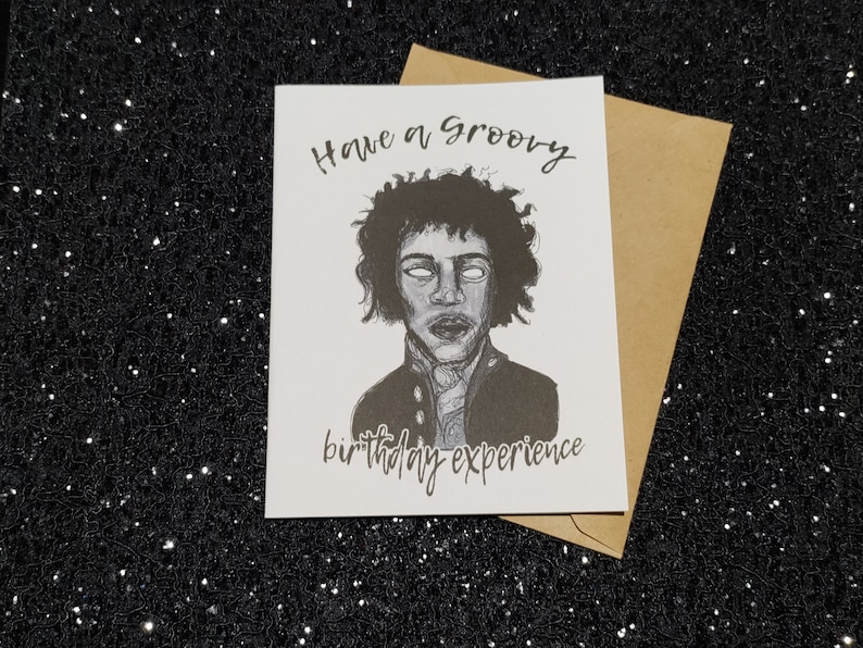 Have a Groovy Birthday Experience! -Jimi Hendrix Birthday Card - Unique Card for All Hendrix fans and Zombie Lovers