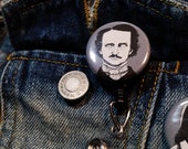 Edgar Alan Poe Horror Badge Pull, spooky work badge, Horror Badge Reels, Retractable badge reel, nurse badge, teacher badge