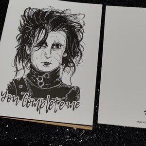 You Complete Me Edward Scissorhands Card Unique Valentine's Day Card for All Horror Lovers image 7