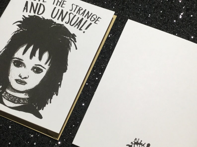 I Love The Strange And Usual Lydia Deetz Beetlejuice Card Unique Anniversary Card for All Horror Lovers image 9