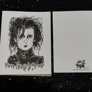 You Complete Me Edward Scissorhands Card Unique Valentine's Day Card for All Horror Lovers image 6