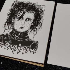 You Complete Me Edward Scissorhands Card Unique Valentine's Day Card for All Horror Lovers image 8