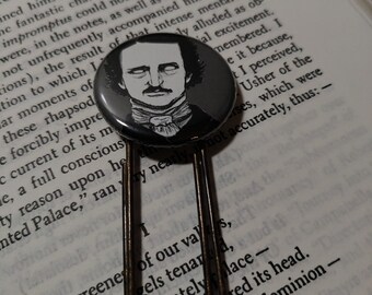 Zombie Poe Paperclip Bookmark - Hand-Drawn Horror Book Accessory