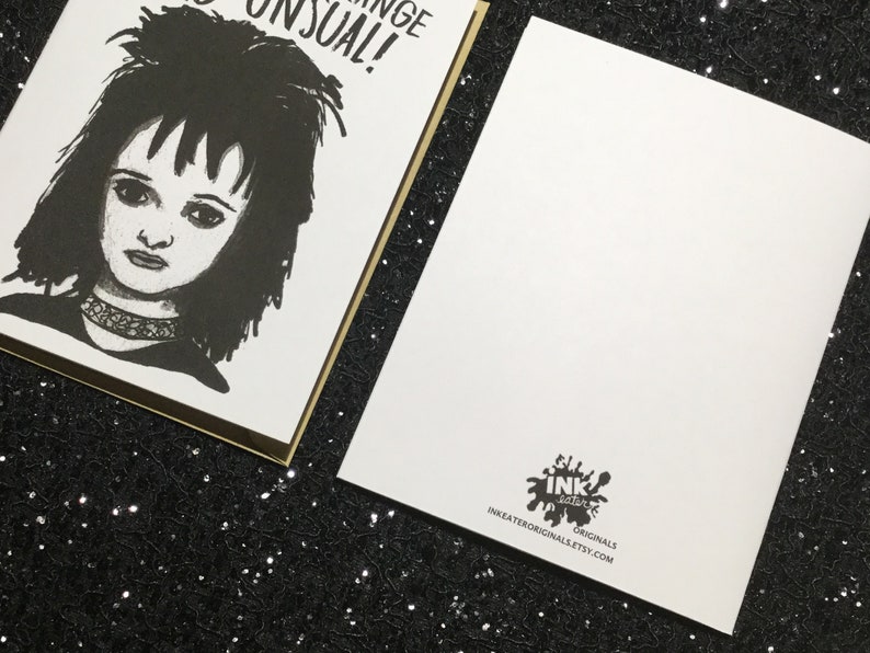 I Love The Strange And Usual Lydia Deetz Beetlejuice Card Unique Anniversary Card for All Horror Lovers image 8